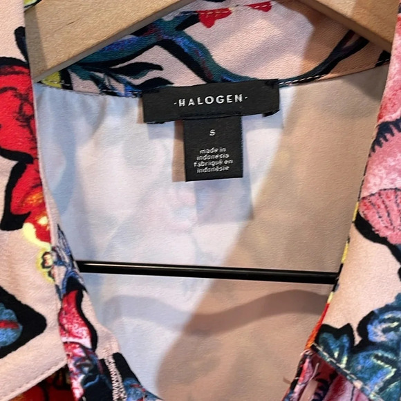 Halogen Floral Long Sleeve Popover Shirtdress - Pink, Size Small - Pink - Picture 3 of 8